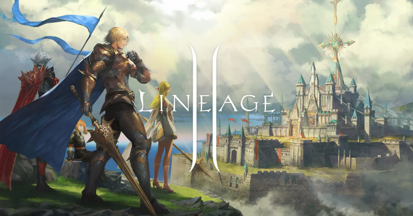 Персонажи Lineage 2 смотрят на замок в долине