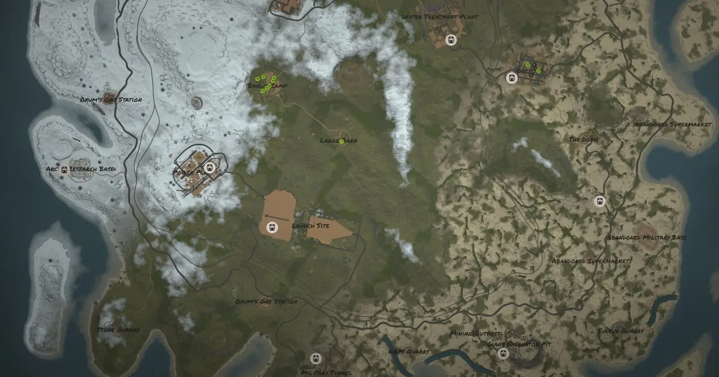 Карта биомов и монументов Rust